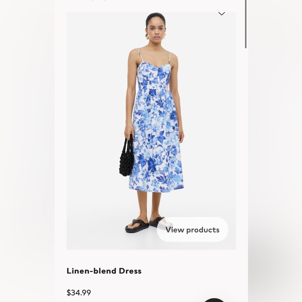H&M Blue and White Floral midi dress